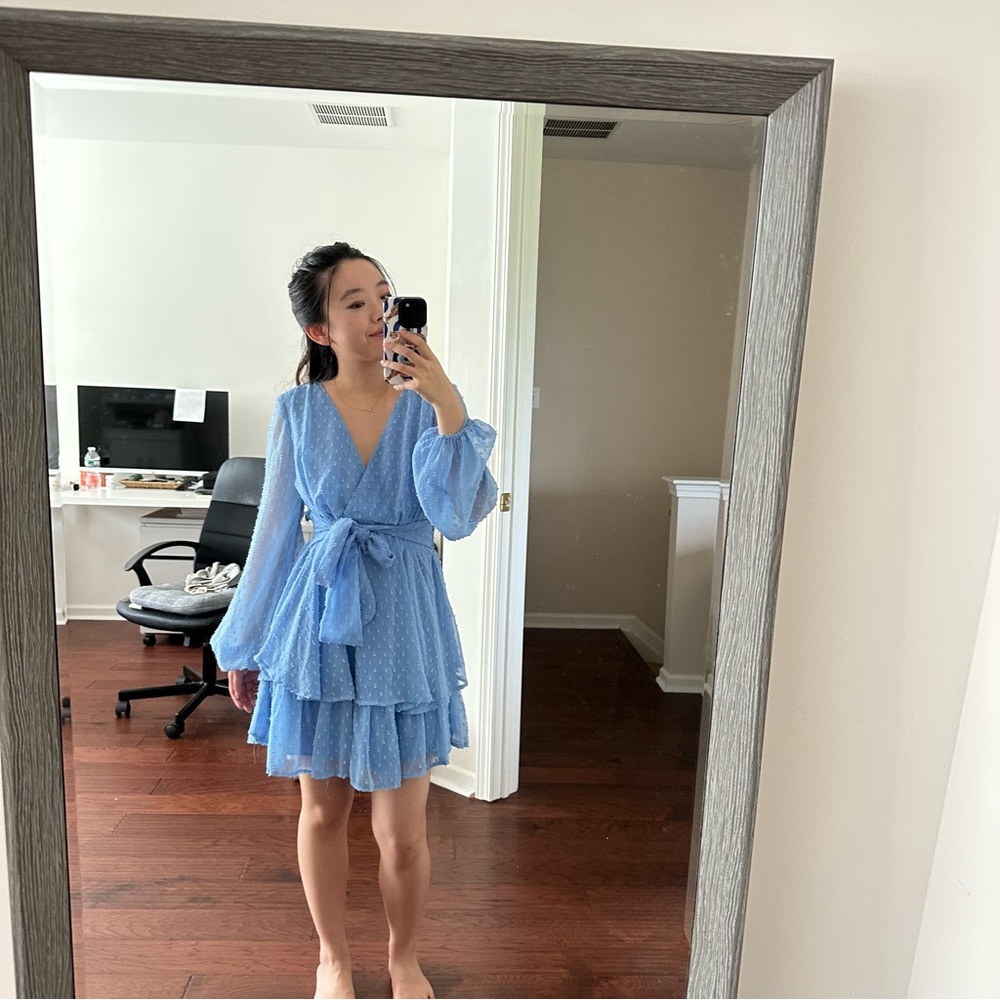 Jessica Simpson blue tiered mini dress in size small